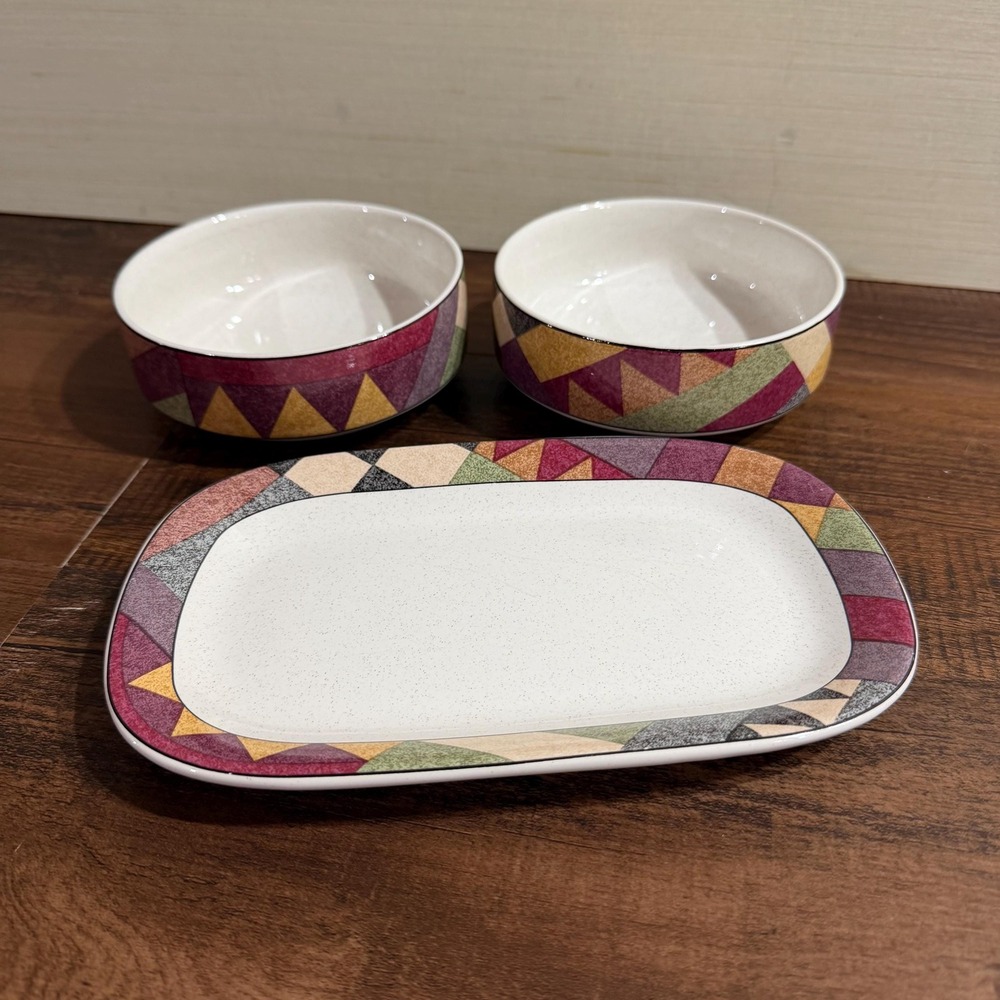 VTG 90s Studio Nova Palm Desert Y2216 Southwestern Relish Tray & Sauce Bowl Set